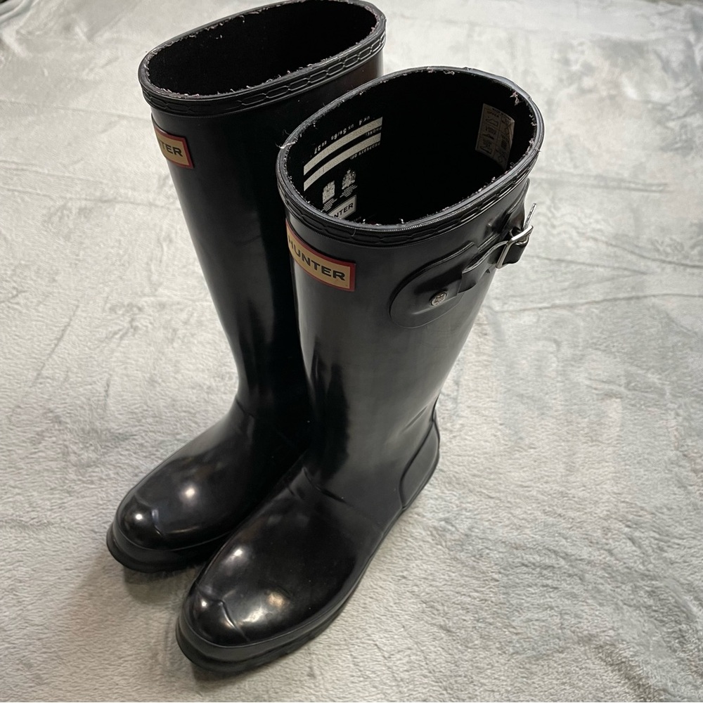 Kids Hunter Original Gloss Jet‎ Black Rain Boots 5/6